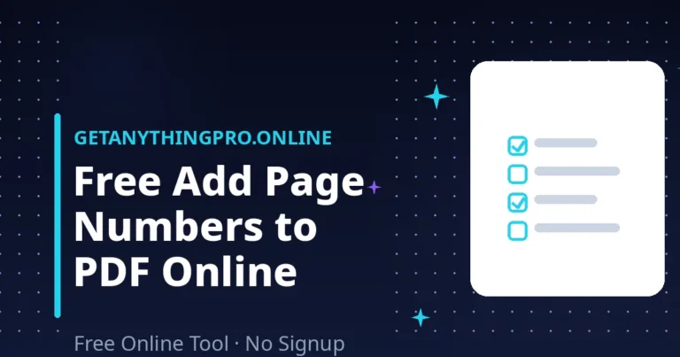 Add Page Numbers to PDF — stamp page numbers on any PDF | GetAnythingPro