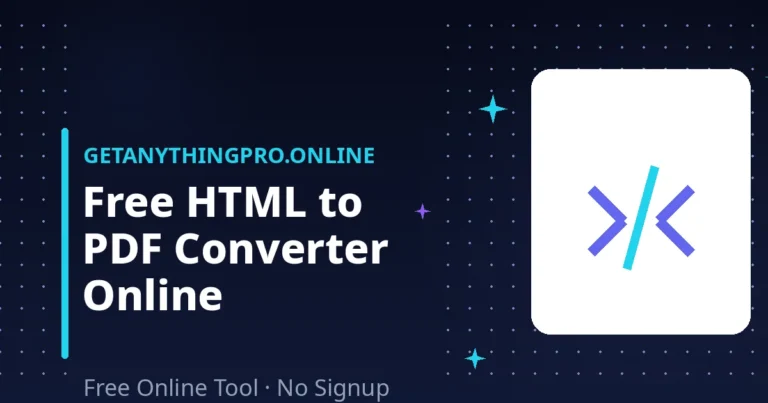 HTML to PDF Converter — turn pasted HTML code or a webpage URL into PDF | GetAnythingPro