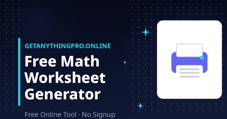 Math Worksheet Generator — free printable math worksheets with answer keys for teachers | GetAnythingPro