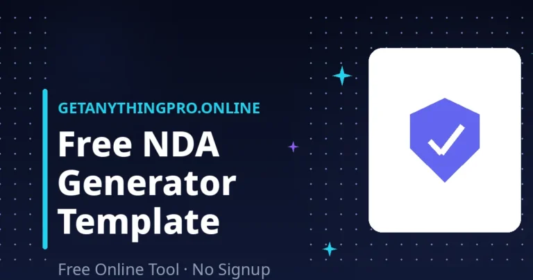 NDA Generator — create a free mutual or one-way non-disclosure agreement template online | GetAnythingPro
