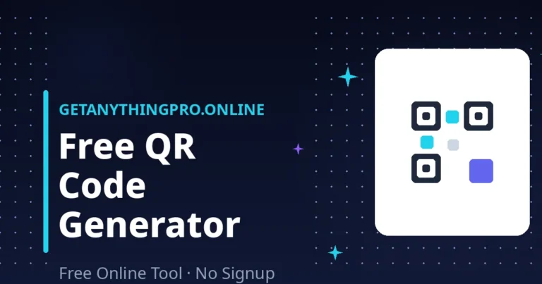 QR Code Generator — free online QR code generator for links, WiFi, email and SMS with PNG download | GetAnythingPro
